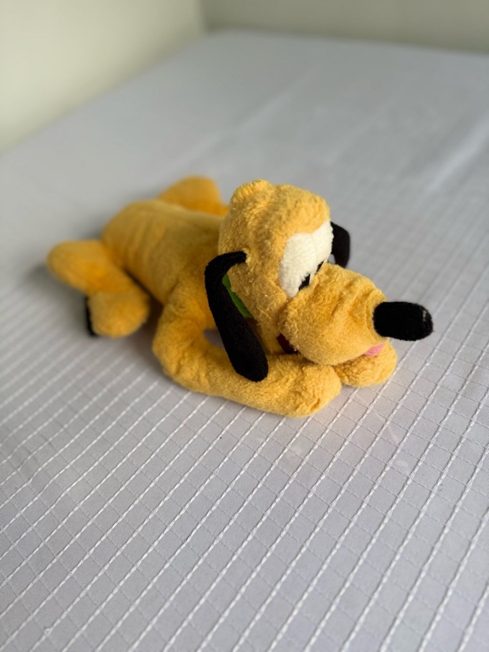 Disney Yellow Pluto Plush with Black Ears and Pink Tongue